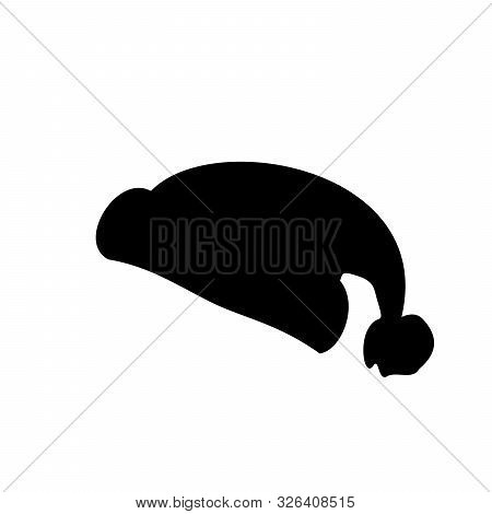Silhouette Santa Laus Hat. Symbol Happy Merry Christmas. Vector Illustration