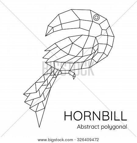 Abstract Polygonal Geometric Hornbill Bird. Animal Linear Isolated Vector Illustration.