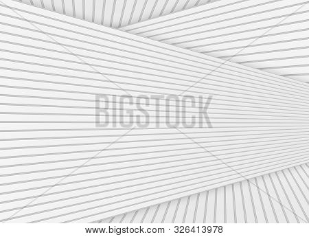 3d Rendering. Abstract Modern Parellel White Panels Wall Design Background.