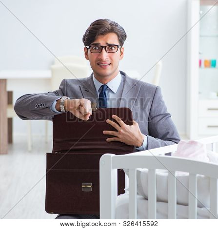 The young businessman trying to work from home caring after newb