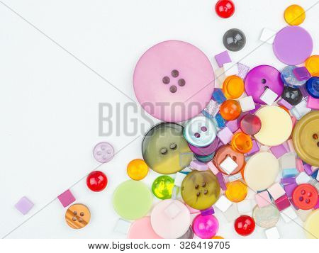 Colorful Color Of Buttons, Clasper For White Background Or Wallpaper