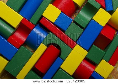Kids Educational Developing Toys Frame On White Background. Top View. Flat Lay. Copy Space For Text