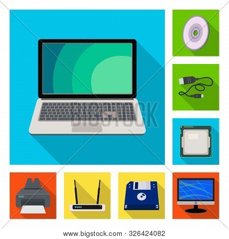 Vector Design Of Laptop And Device Sign. Set Of Laptop And Server Stock Symbol For Web.