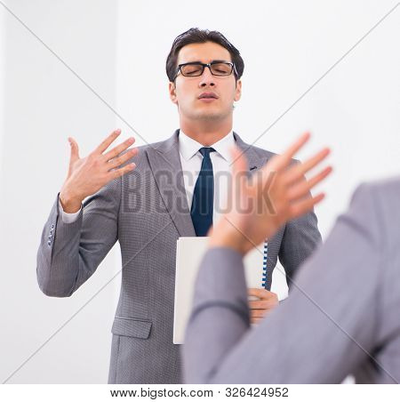 Politician planning speach in front of mirror