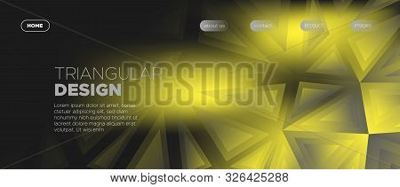 3d Abstract Triangles Background. Dark Geometric Banner. Glow Digital Web Design. Gradient Texture. 