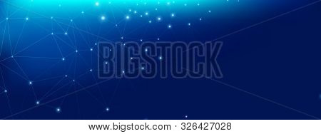 Technology Texture. Big Data Center. Blue Triangular Poster. Medical 3d Minimal Connection. Technolo