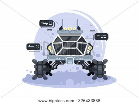 Futuristic Lunar Rover. Special Equipment For Space Exploration, Illustration Of An All-terrain Vehi