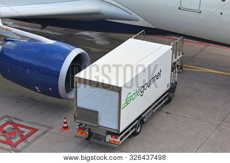 Amsterdam, Netherlands - July 11, 2017: Gate Gourmet Food Catering Truck At Schiphol Airport In Amst