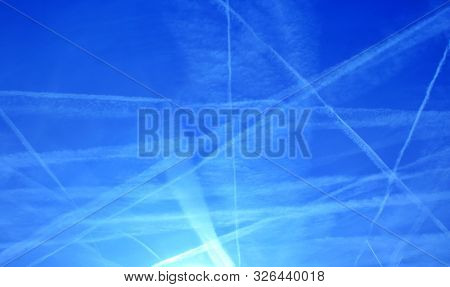The Morning Air Traffic In The Sunny Blue Sky