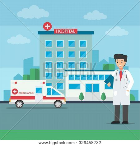 Medicine Concept With Doctors In Flat Style.