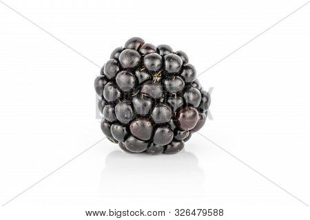 One Whole Fresh Black Blackberry Isolated On White Background
