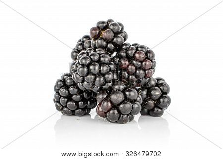 Lot Of Whole Fresh Black Blackberry Isolated On White Background