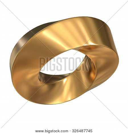 Mobius Strip Ring Sacred Geometry. Spatial Figure With Upturned Surfaces. Optical Illusion With Dual