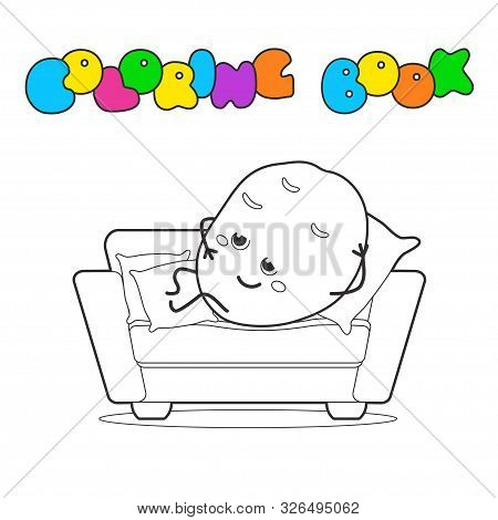 Couch Potato Funny Coloring Book Vector Illustration