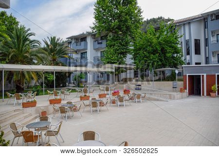 Demre, Turkey - May 21, 2019: Pam Thermal Hotel, Hot Spring Mineral Medicinal Water. Pam Hotel, View