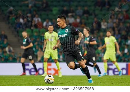 Krasnodar, Russia - October 3, 2019: Cristian Ramirez Of Fc Krasnodar Vies For The Ball During The U