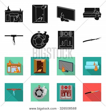 Isolated Object Of Firefighters And Fire Logo. Set Of Firefighters And Rescue Vector Icon For Stock.