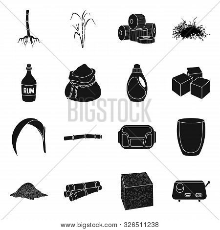 Vector Design Of Sweet And Natural Sign. Set Of Sweet And Sugarcane Stock Vector Illustration.