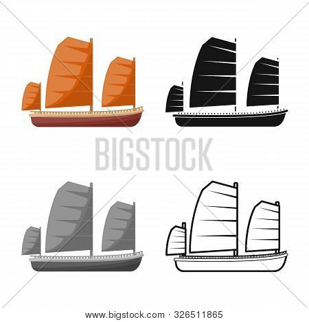 Vector Illustration Of Ship And Vietnamese Symbol. Collection Of Ship And Boat Stock Vector Illustra