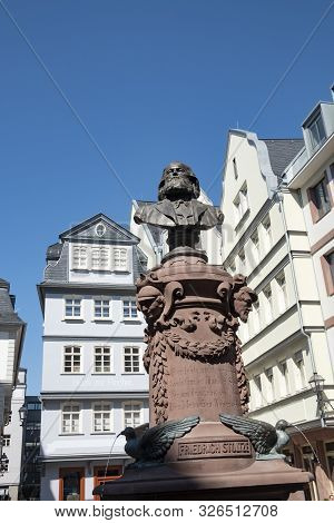 Frankfurt, Germany - Apr 11, 2019: New Old Town Of Frankfurt Am Main With The Rebuilt, Historic Hous