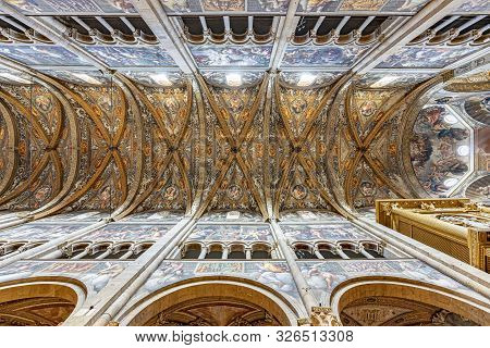 Parma, Italy - August 7, 2019: Parma Cathedral (italian: Duomo Di Parma, Cattedrale Di Santa Maria A