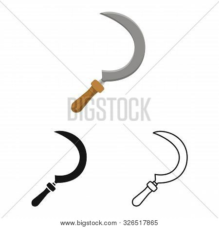Vector Illustration Of Sickle And Farming Logo. Set Of Sickle And Garden Stock Vector Illustration.