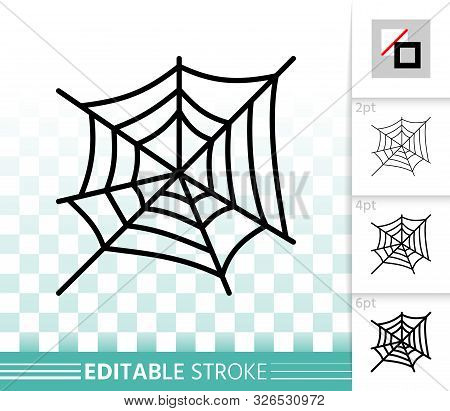 Spider Web Thin Line Icon. Cobweb Vector Isolated On White Linear Symbol With Different Stroke Width