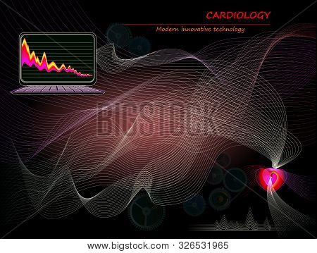Healthy Heart Medicine Model. Modern Innovative High Tech Digital Technology In Cardiology. Stylized