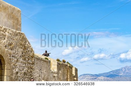 Alicante, Spain - September 22, 2019: The Ancient Pattern On The Ceiling And Wall. Decorated Inside 