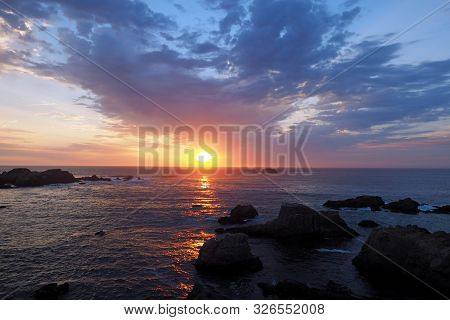 Sunset In Garrapata State Park On Monterey Coast, California In Summer.