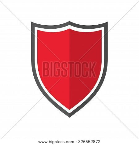 Shield Isolated Vector Elment With Shadow On White Background. Safety Protection. Blank Button Badge