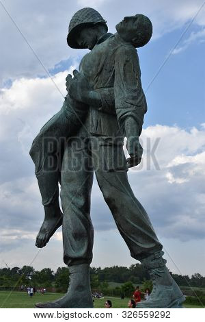 Jersey City, Nj - Aug 4: Liberation Monument At Liberty State Park In Jersey City, New Jersey, As Se