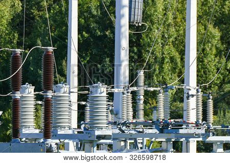Electric Power Station Transformer High-voltage Equipment Strategic Object Power Unit. Power Station