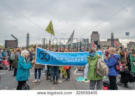 London, Uk - October 7, 2019: Participants Of The Protest Rally Extinction Rebellion