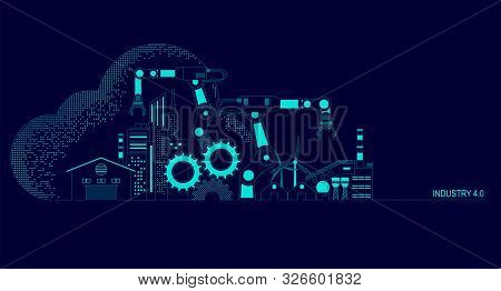 Concept Of Industry 4.0 Technology, Automation System With Cloud Computing