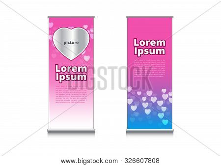 Roll Up Love Heart Pink Background Design Template Vector