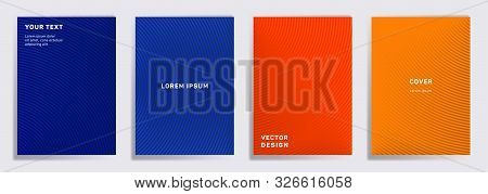 Flat Cover Templates Set. Radial Semicircle Geometric Lines Patterns. Modern Backgrounds For Catalog