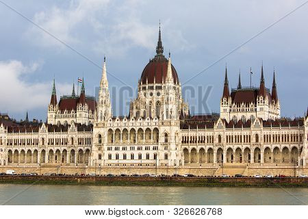 Budapest, Hungary - September 1, 2019: Hungarian Parliament Building And Dunabe River