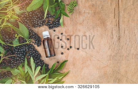 Elderberry Syrup Immunity Boosting For Flu Season. Elder, Black Elder. European Black Elderberry Bac