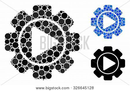 Automation Mosaic For Automation Icon Of Small Circles In Variable Sizes And Color Tints. Vector Sma