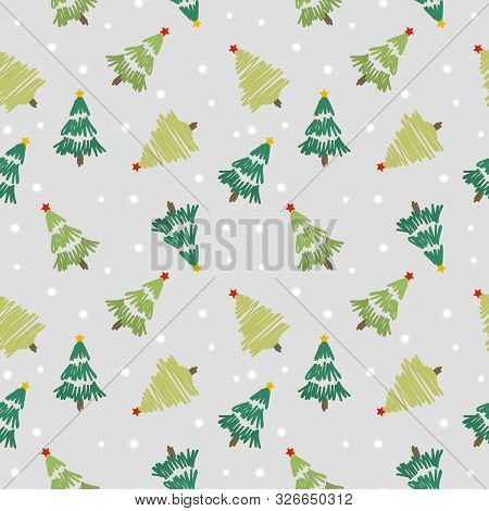 Cute Christmas Tree Seamless Pattern. Cute Pine Tree.