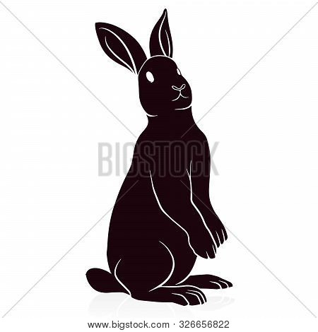 Rabbit Silhouette Vector Illustration Isolated On White Background