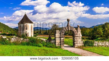 Travel and landmarks of Slovenia - mysterious Devil's Tower in Soteska