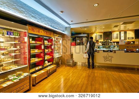 HONG KONG, CHINA - CIRCA JANUARY, 2019: interior shot of Pret a Manger. Pret a Manger is an international sandwich shop chain based in the United Kingdom.