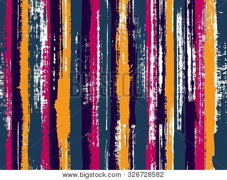 Watercolor Strips Seamless Vector Background. Contemporary Art Graffiti Drawing Swatch. Striped Tabl