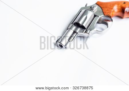 .357 .44 Magnum Conceal Revolver Gun On White Bckground, Crime Concept