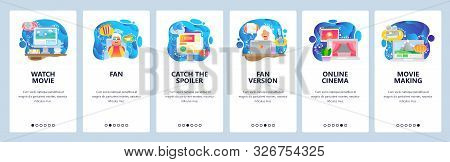 Cinema Website And Mobile App Onboarding Screens Vector Template