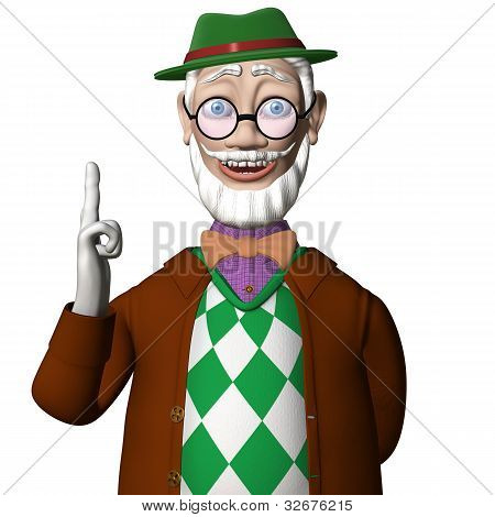 Sorridente dottore Aibolit nota a mano