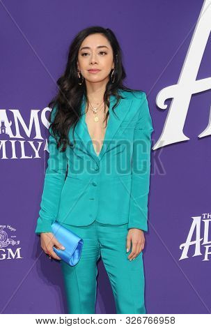Aimee Garcia at the Los Angeles premiere of 'The Addams Family' held at the Century City AMC in Century City, USA on October 6, 2019.