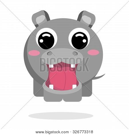 Cute Hippopotamus In Flat Style Vector Image